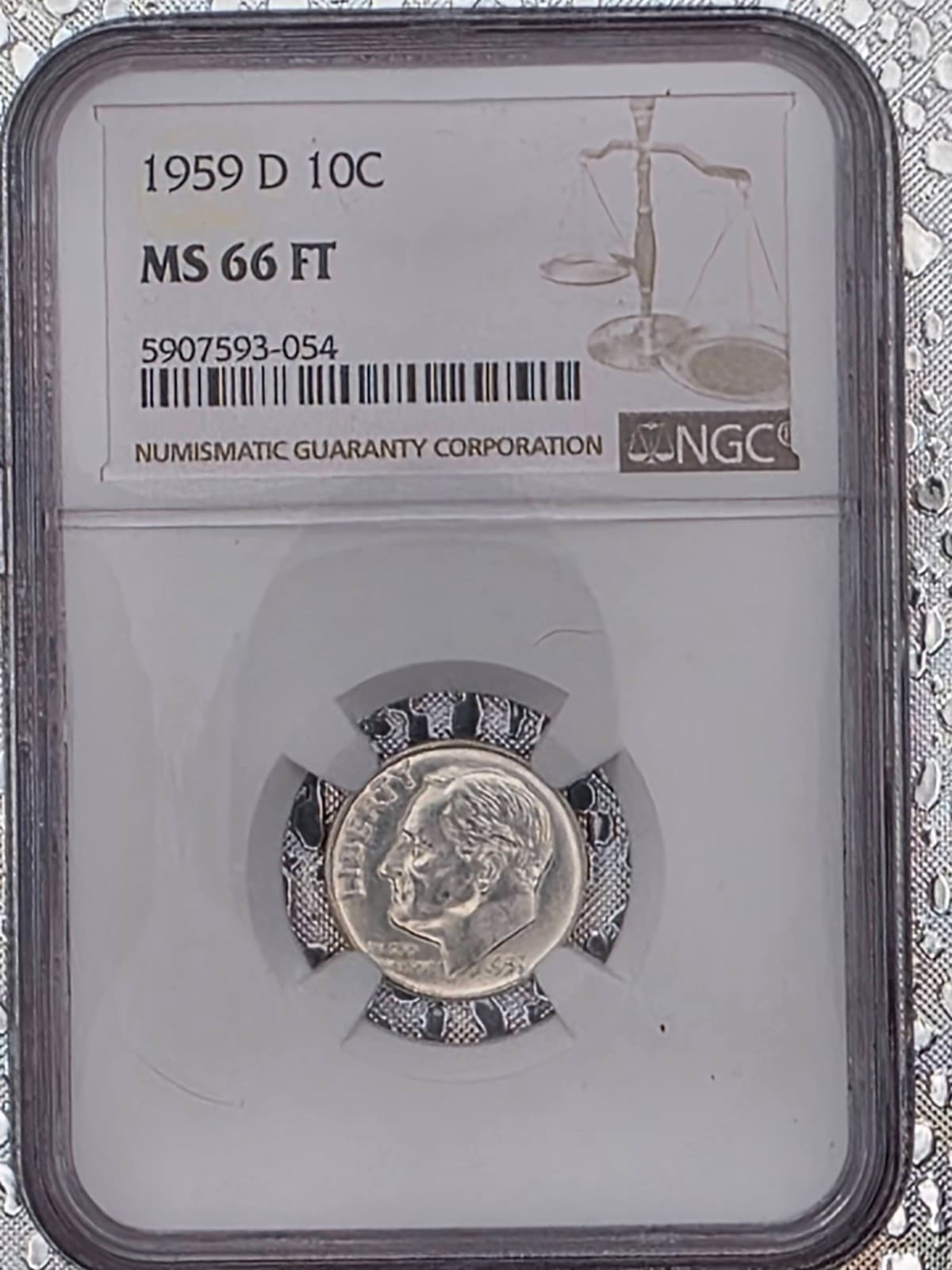 1959‑D Roosevelt Dime • NGC MS66 FT • Full Torch • 90% Silver • High Grade 10C