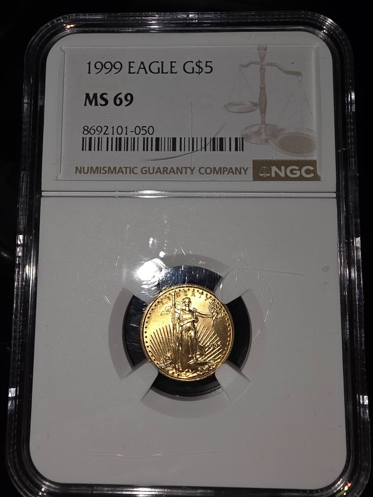 1999 $5 Gold 1/10 oz American Eagle NGC MS69 ($650 Retail)