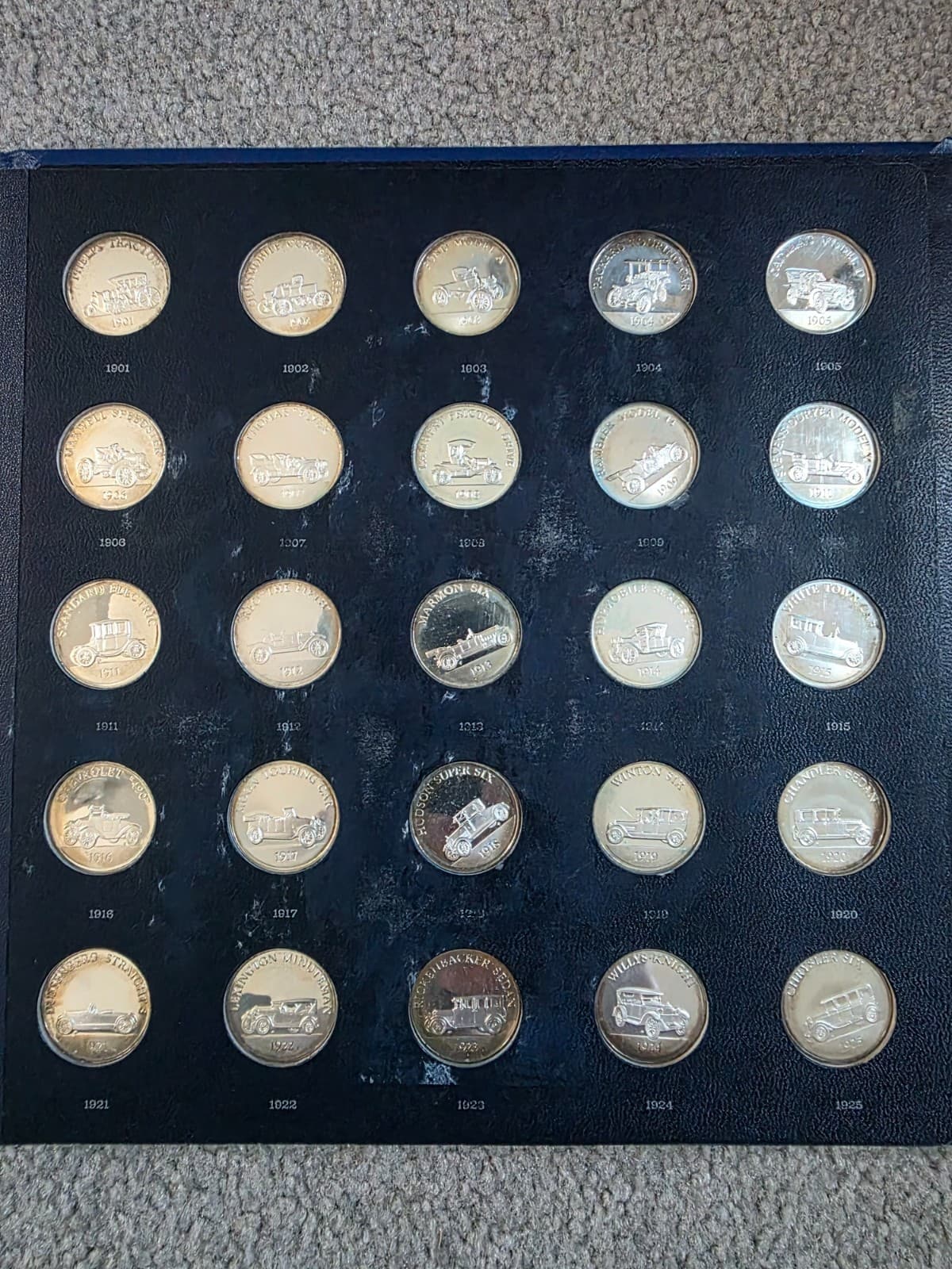 1969 Antique Cars Series 2, 25-Coin .925 Silver Proof Set - 5.575 oz of si1ver!