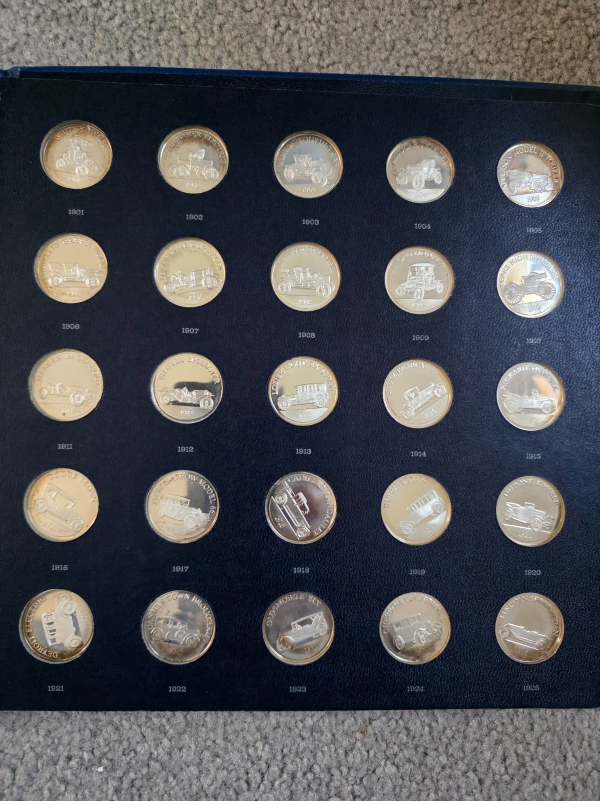 1968 Antique Cars Series 1, 25-Coin .925 Silver Proof Set - 5.8 ozs of silver!!