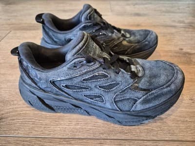 Hoka One One Clifton L Suede Black Sneakers Women's 8/Men's 7