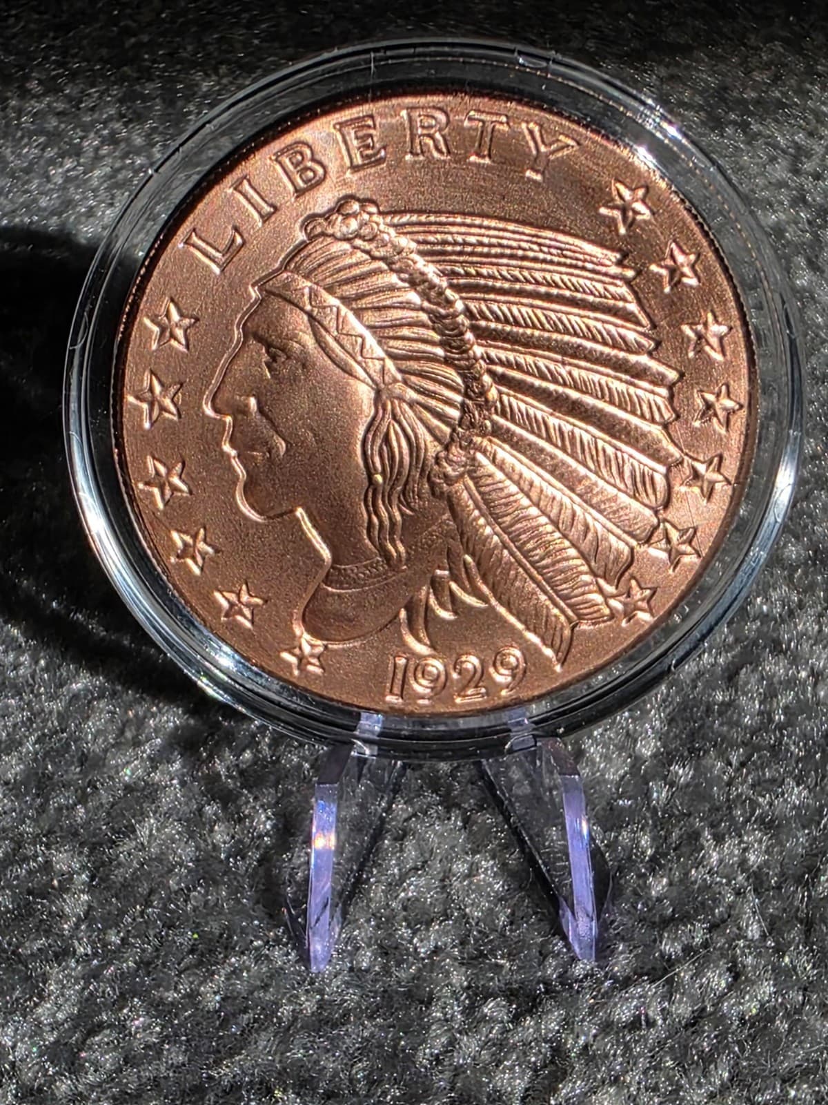 2 oz .999 Fine Copper Round – Incuse Indian Design – 1929 Tribute
