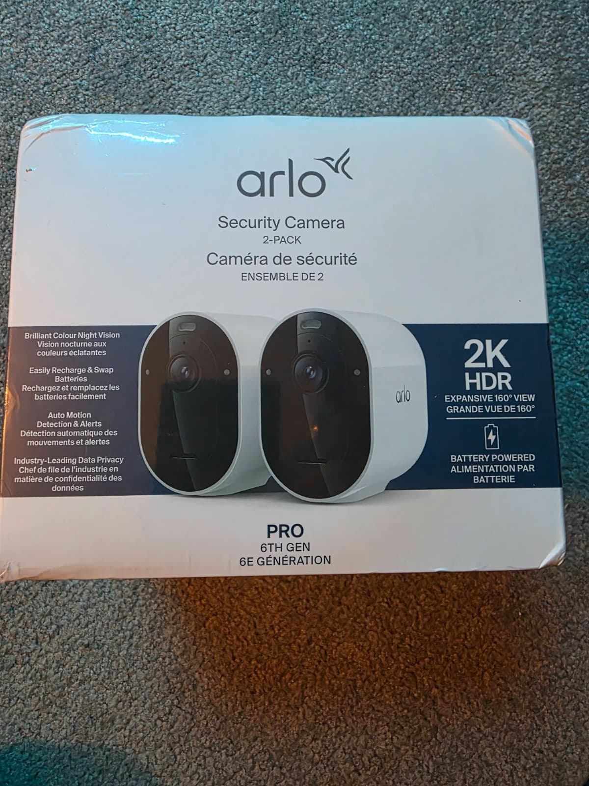 Arlo Pro 6 2K HDR Security Camera 2-Pack Wireless Spotlight Cameras NEW