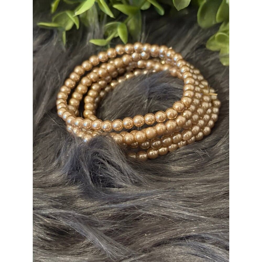 5 Sets Brown Pearl Bracelets (c)