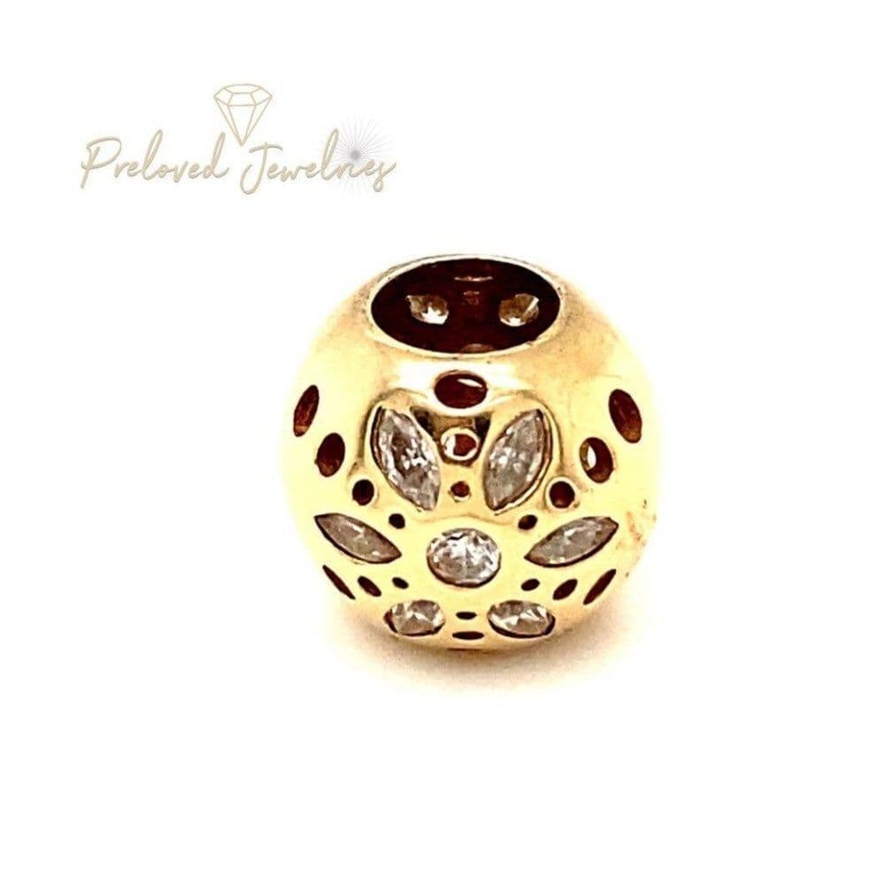 Retired Pandora 14k Gold Flower Charm