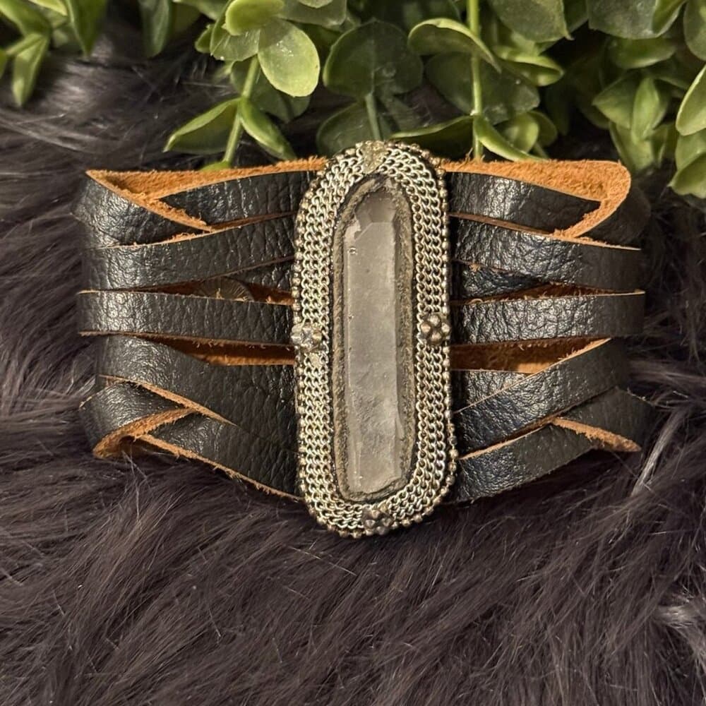 Stone Braided Leather Bracelet (c)