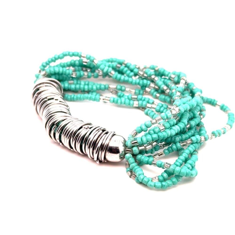 Multi strand Turquoise Color Beaded Bracelet (c)