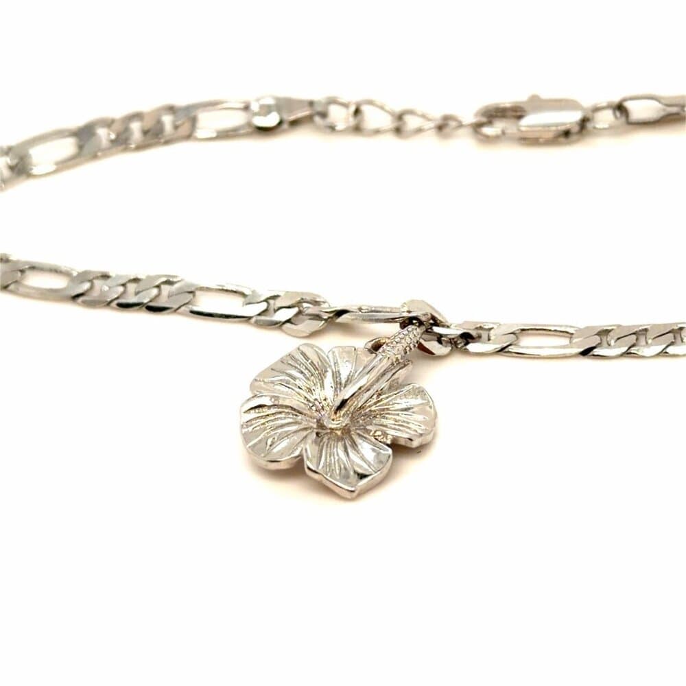 Silver Tone Hibiscus Charm Bracelet (C)