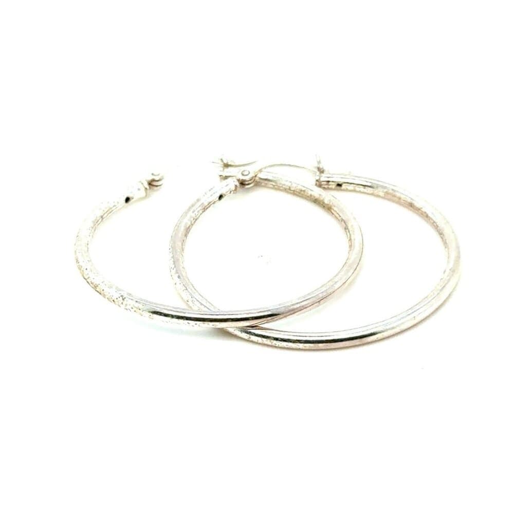 Sterling Silver Plain Hoops Earrings