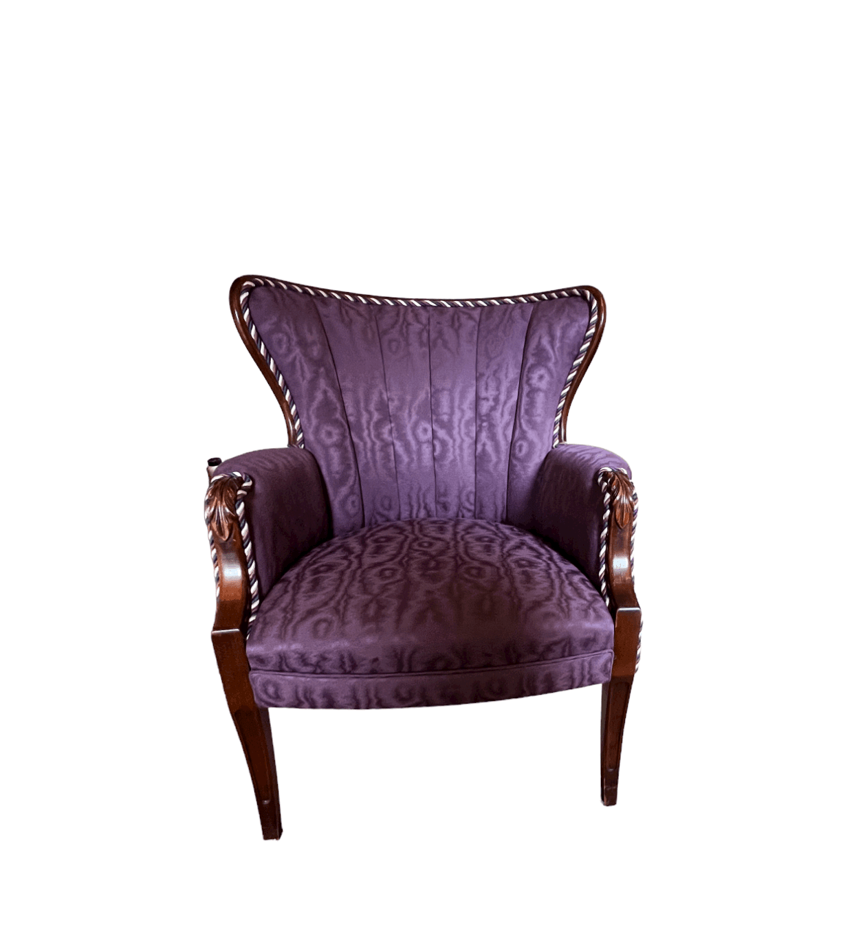 Channel Back Accent Butterfly Chair Purple Plum Moire Silk Taffeta PD138-17