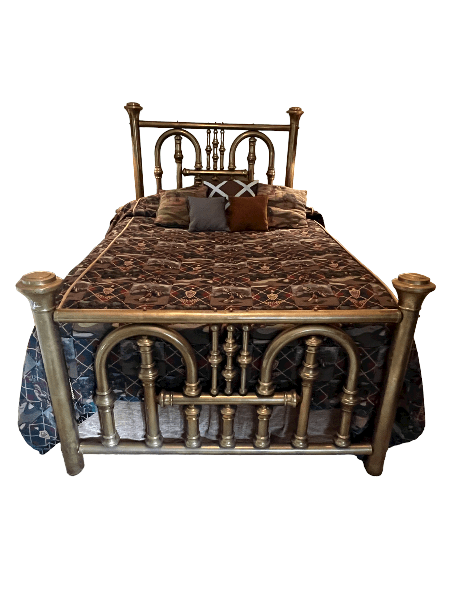 Vintage Brass Tube Queen Bed Headboard & Footboard PD138-22