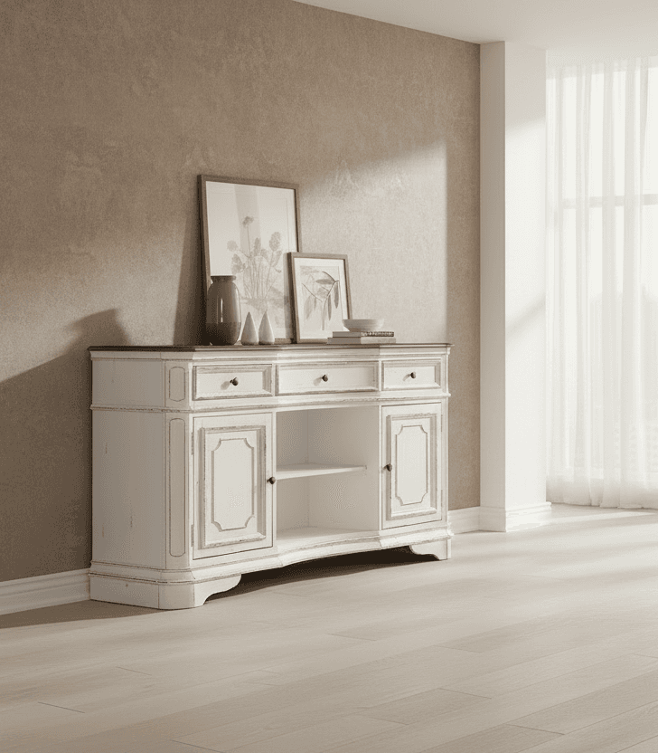 Bison Commerce Magnolia Manor Server in Antique White FFW-1419