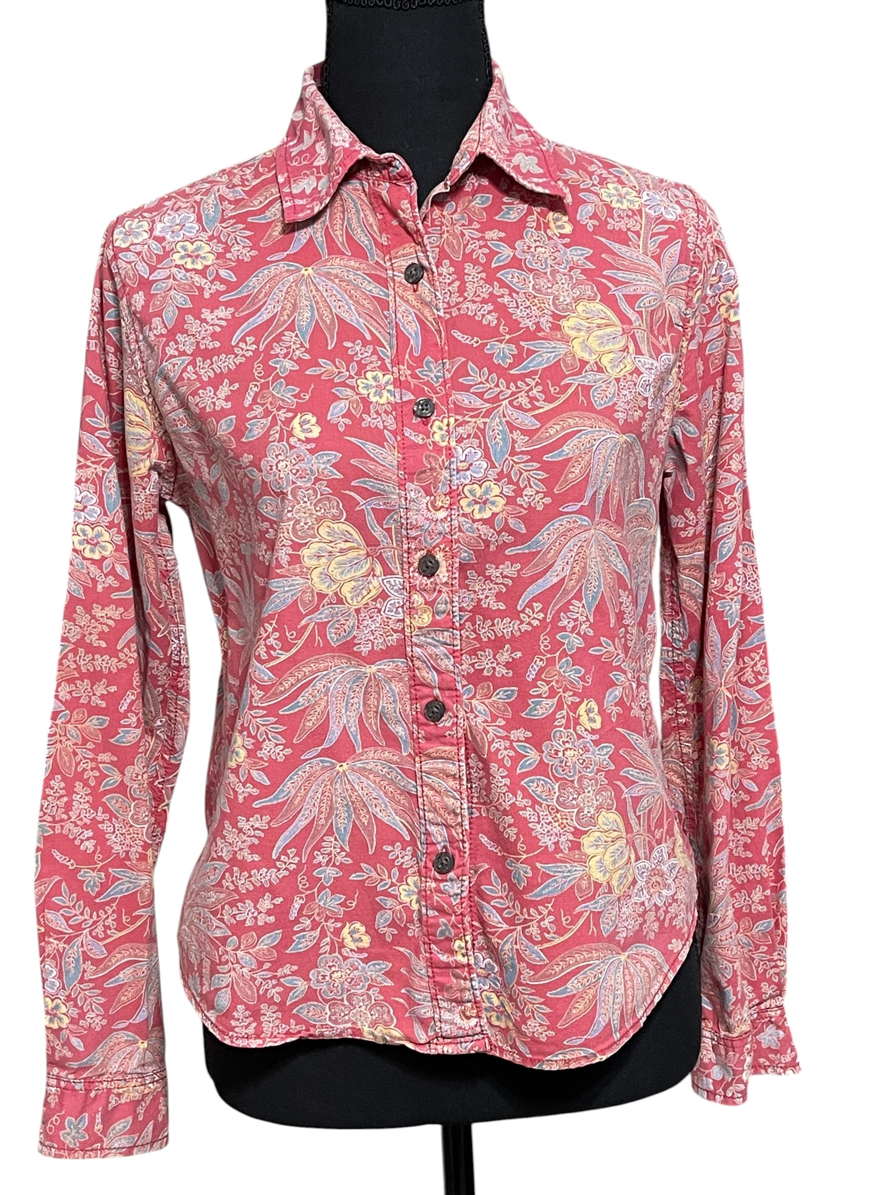 Polo Jeans Ralph Lauren Black Label Women’s Red Floral Collared Button Down L/S Shirt