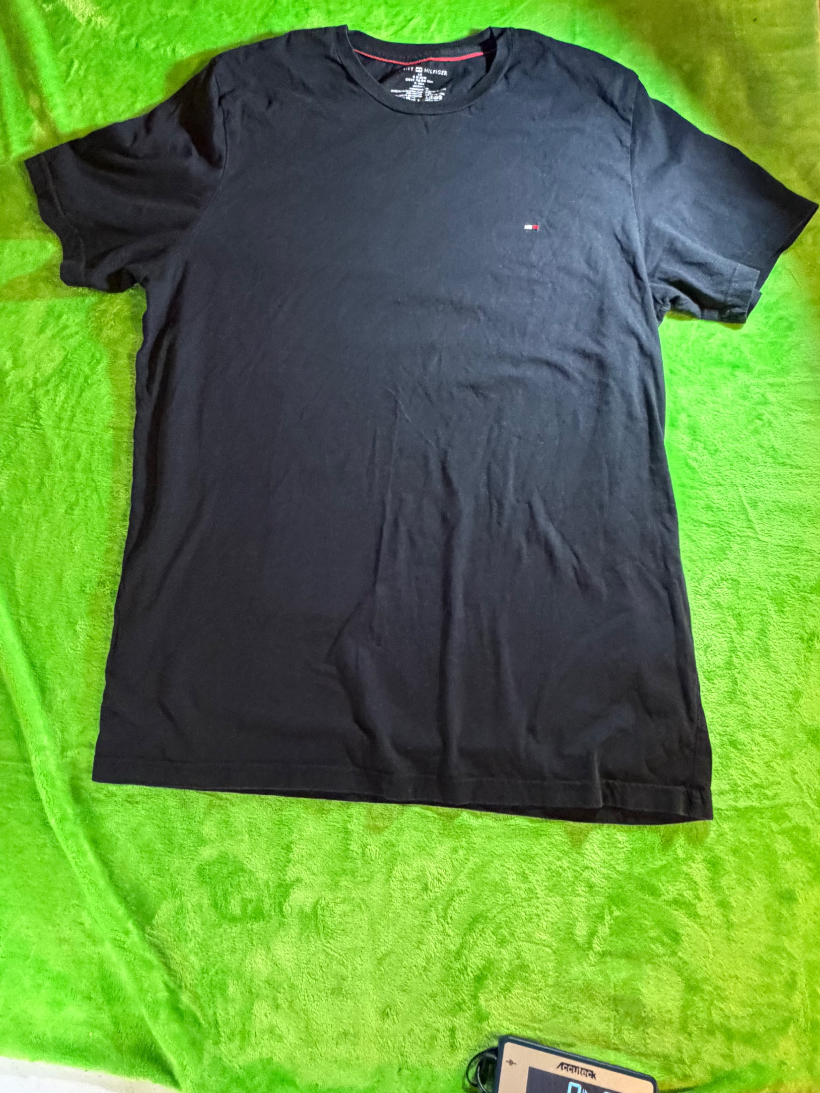Tommy Hilfiger Classic Flag Logo T-Shirt Men's L Navy Blue Crew Neck Cotton