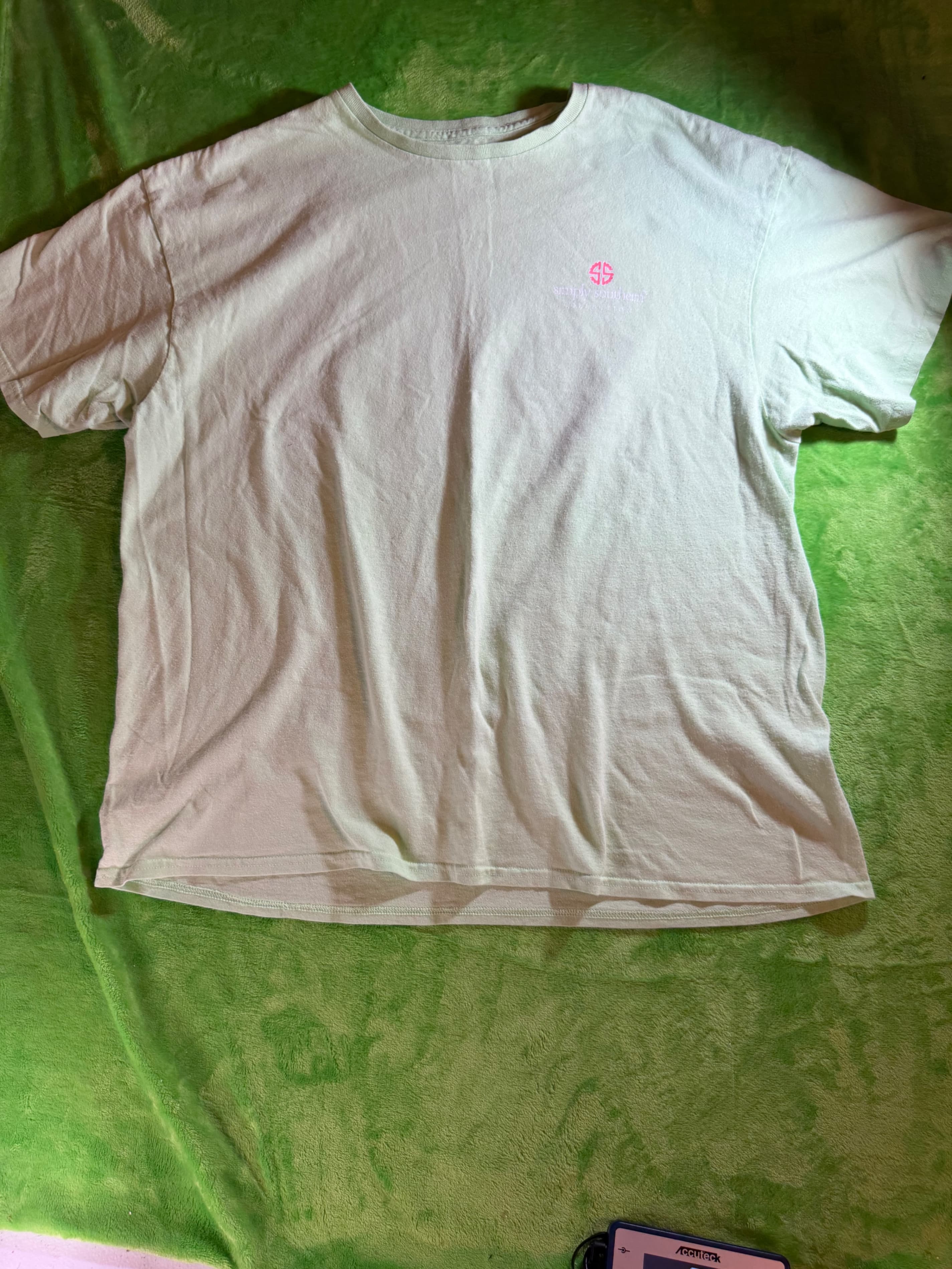 Simply Southern Happy Camper Pineapple Print T-Shirt Women's XL Mint Green