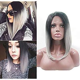 Ombre Gray Synthetic Bob Lacefront Wig Lotus