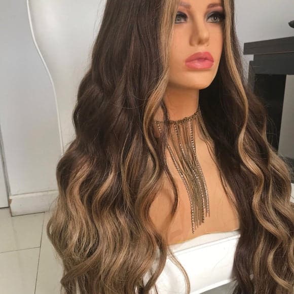 Brown Caramel Virgin Remy Lace Wig 24-26 inches