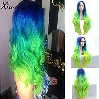 Ombre Green Lacefront Wig Wavy Liana