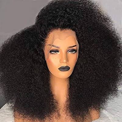 Black Curly// Human Hair/ Lace Front Wigs// Mongolian// Curly// Brazilian Remy//Wig//Glueless// Lacewig - Black / 22