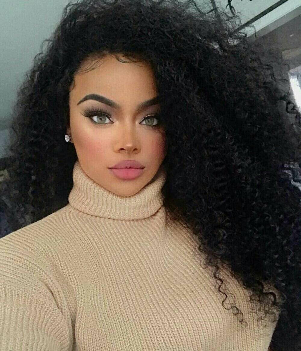 Black// Human Hair/ Lace Front Wigs// Natural//Tight Curly// Wavy// Curly// Brazilian Remy// Wig// Glueless Lacewig - Black / 16