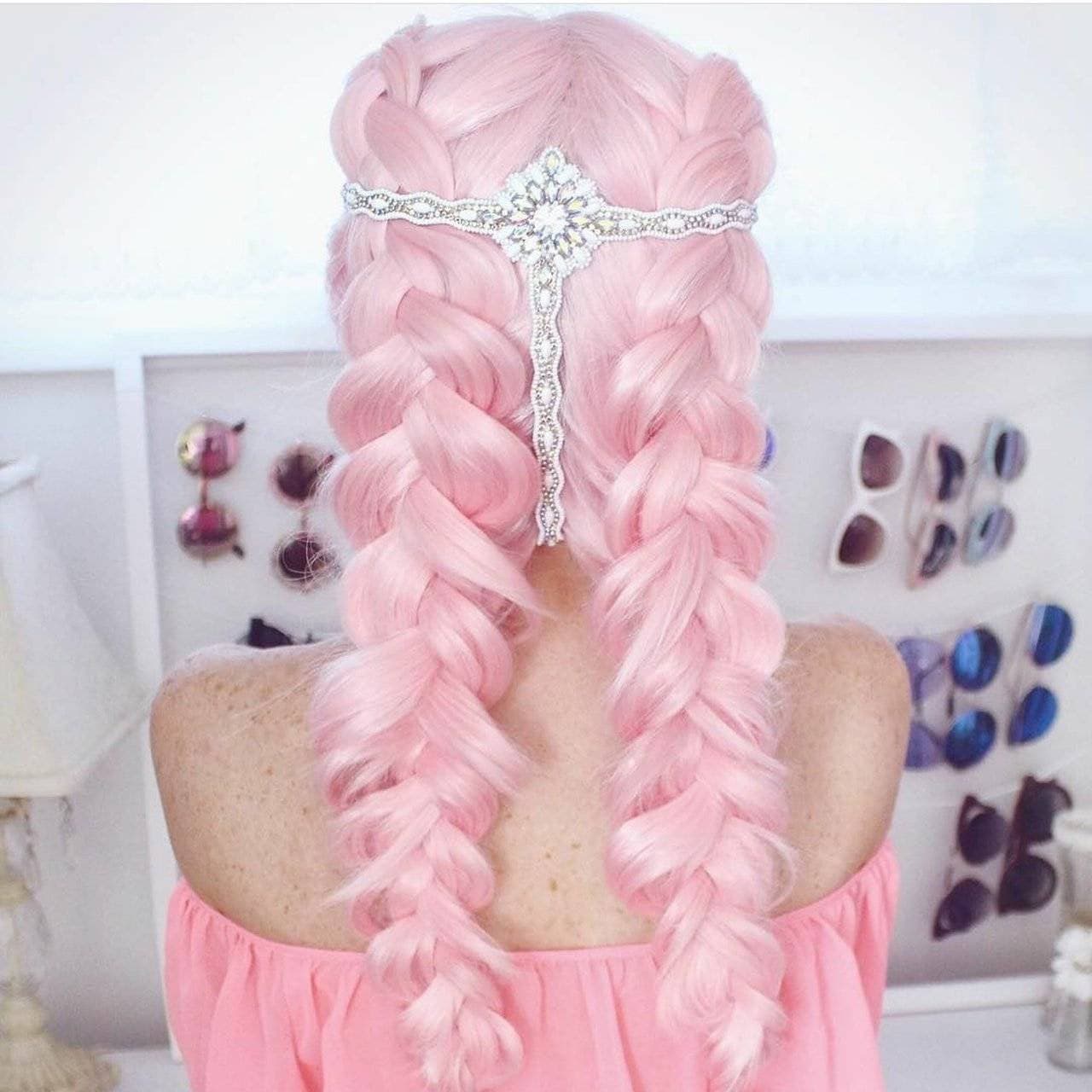 Pink Straight Lace Front Wig - Pink