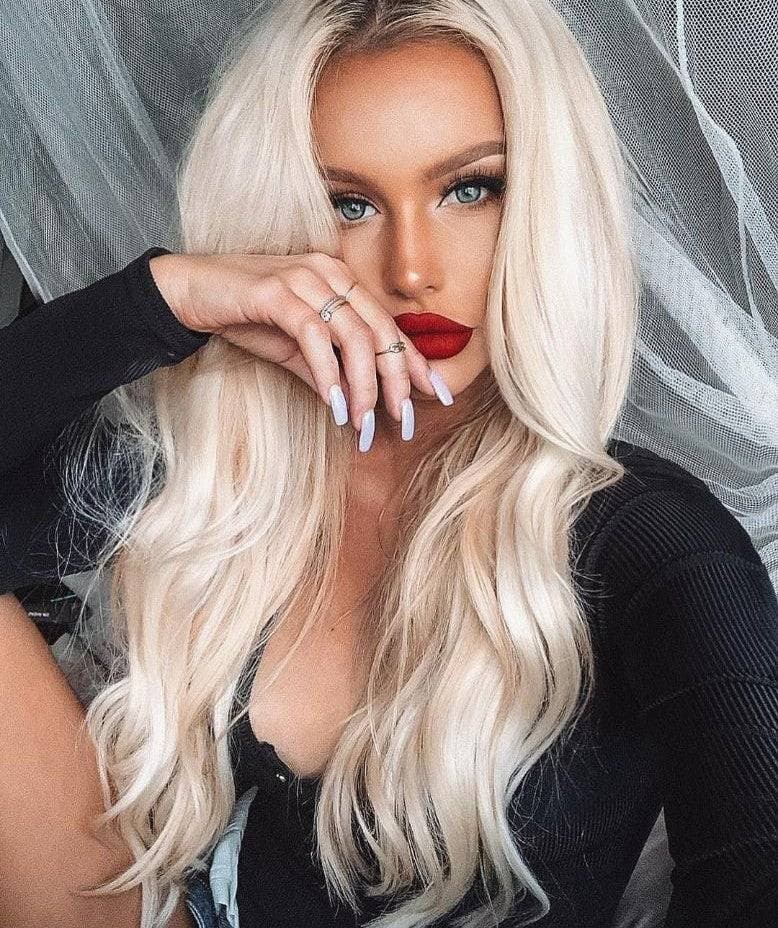 Blonde Beauty Wig// Wavy Lace Front Wig #60//White Blonde//No Yellow Tones// - Bleach Blonde