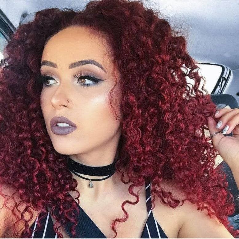 Red Curly Lace Front Wig - Red