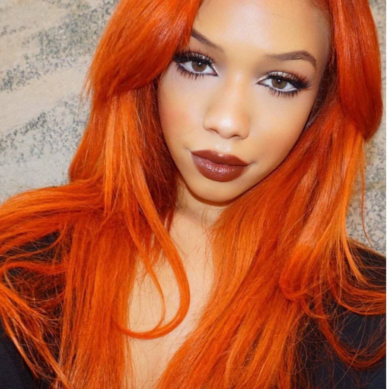 24" Autumn Twilight Long Straight Wavy Copper Red Lace Wig