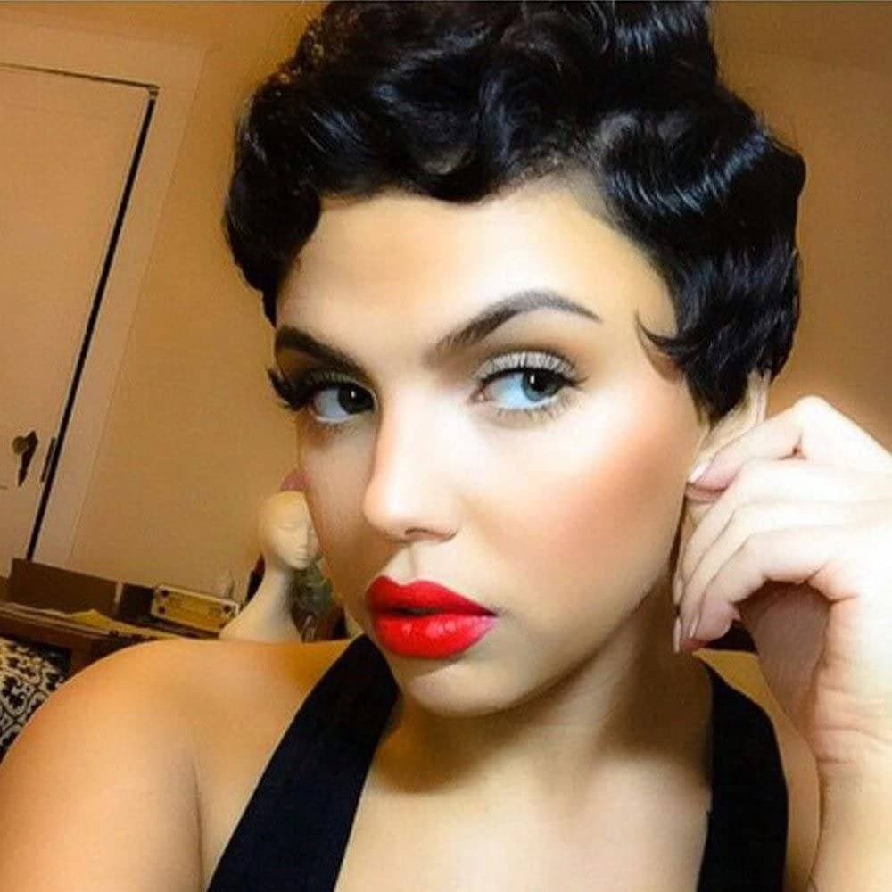 Black Finger Wave Beauty Full Wig