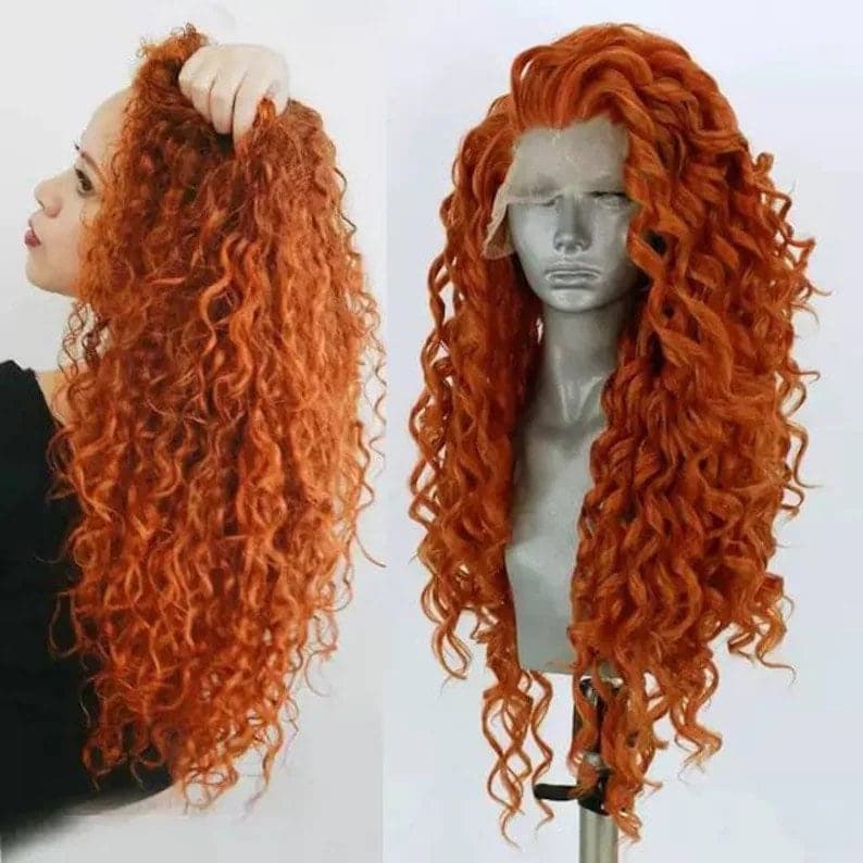 22” COPPER red orange curly wavy lace front wig *NEW*