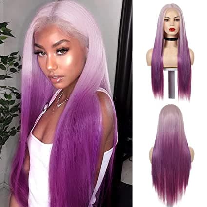 Ombre Purple Beauty Straight Lace Front Wig - Ombre Blonde