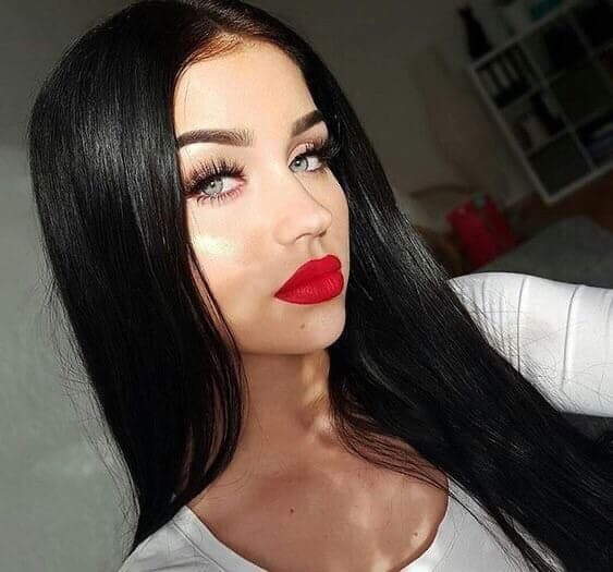OLIVIA 24” black straight lace front wig *NEW* with Baby hairs 6” ” FRONT part space
