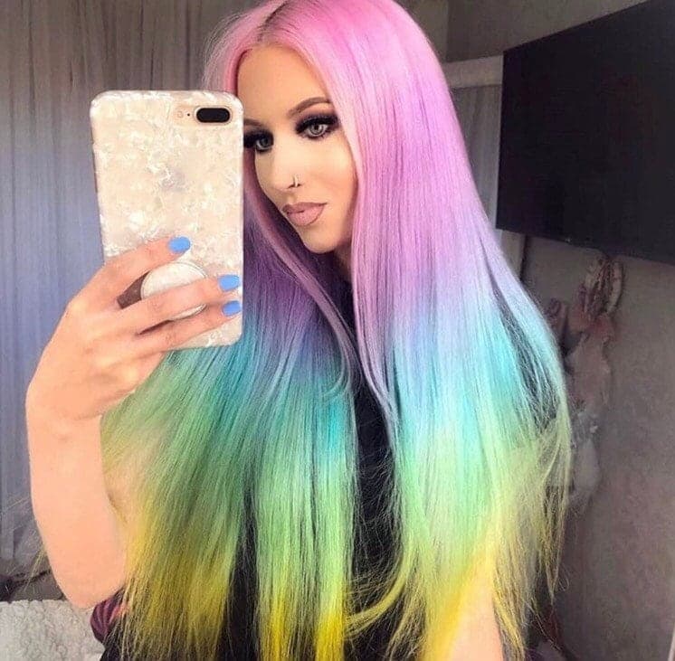 26” Rainbow Colorful Unicorn pink pastel STRAIGHT LaceFront *NWT*