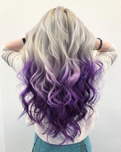 22” White Blonde & purple ombré body wavy lace front wig *NEW*