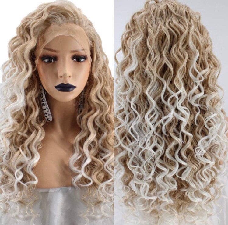 24” Blonde and white kinky curly Lace Front WIG *Nwt*