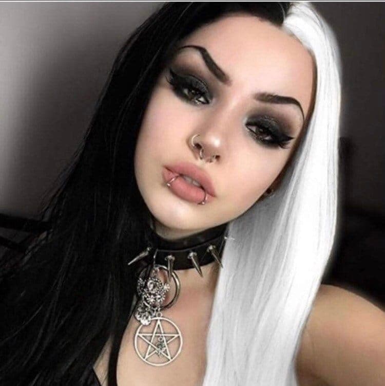 CRUELLA 22” Black & White split dye straight wig -ARRIVES NEW Perfect for Cruella Deville costume