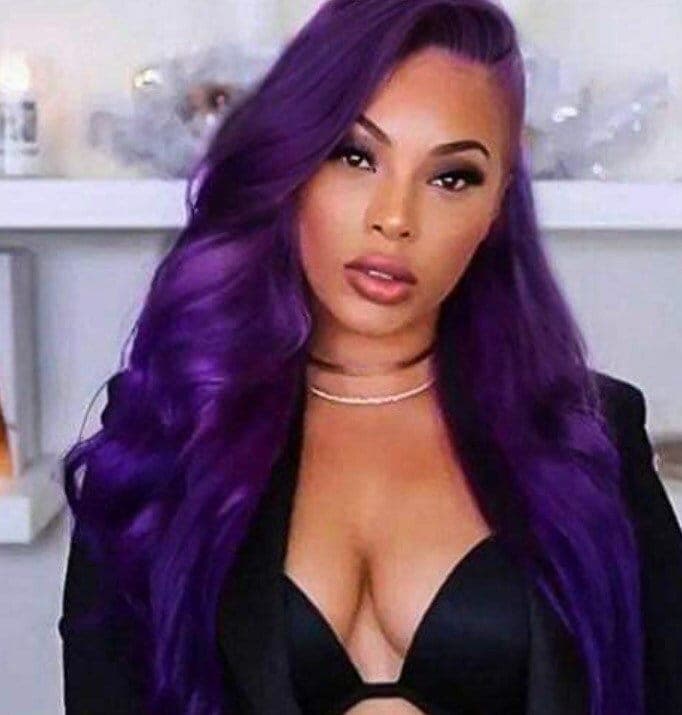 22” Purple wavy Lace Front WIG *NEW* 5” FRONT middle part
