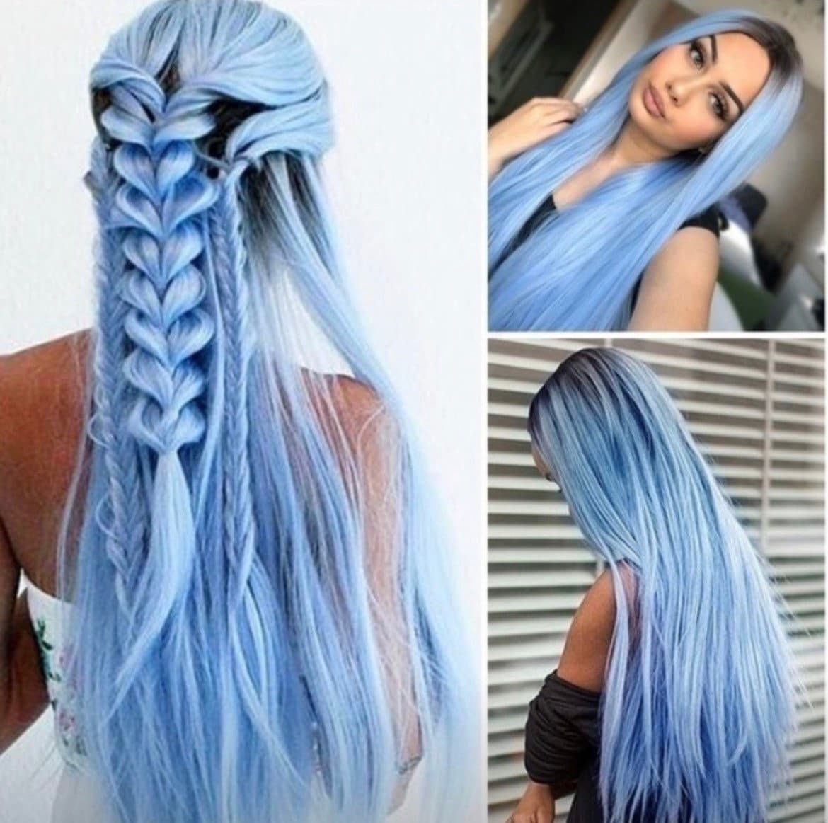 22” Blue ombré straight lace front wig *NEW*