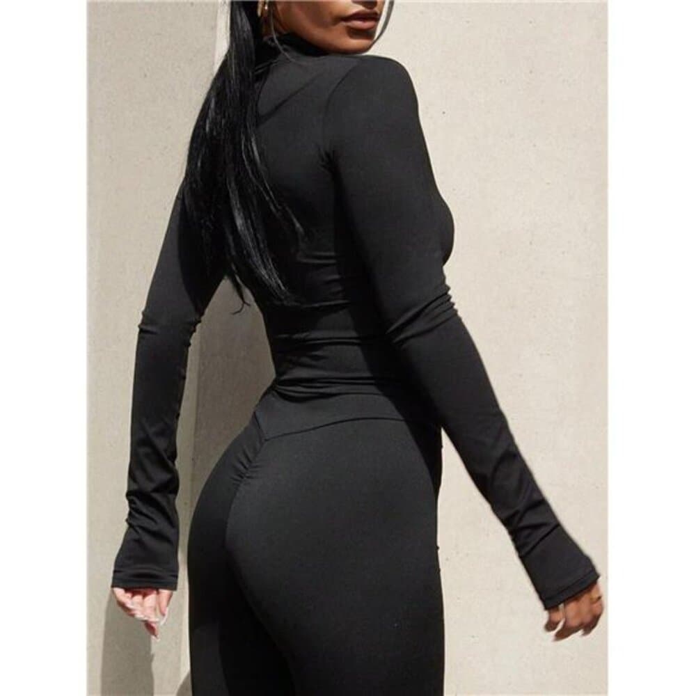 Women's Solid Color Minimalist Casual Fitted Zip-Up Jacket