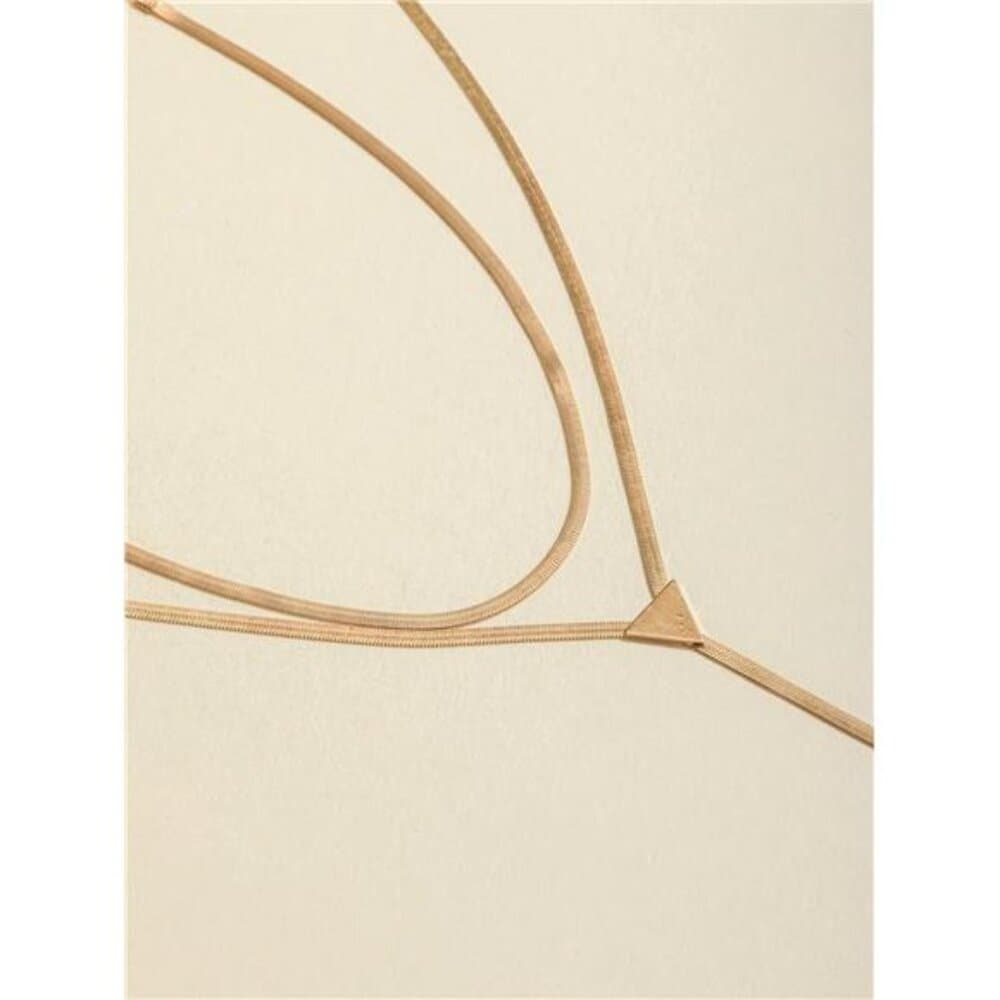 1 Set Of Niche Design Cool Style Long Double Layered V-Shaped Tassel Necklace