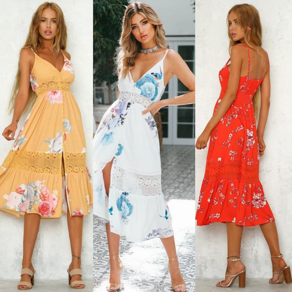 Boho Flower Beauty Long Maxi Dress