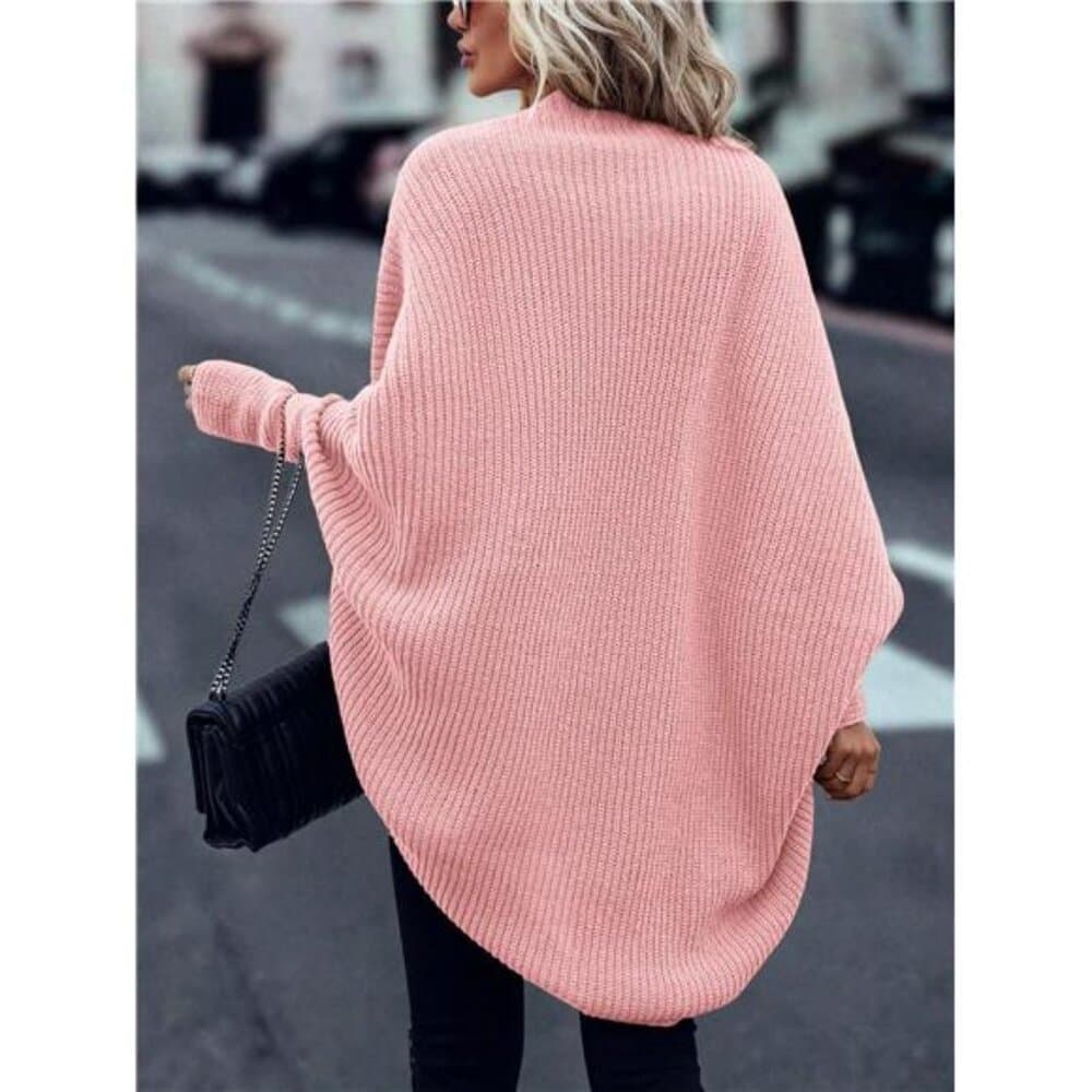 Solid Color Casual Versatile Asymmetric Hem Knit Cardigan,Long Sleeve