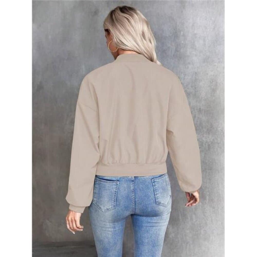 LUNE Solid Color Zipper Baseball Jacket