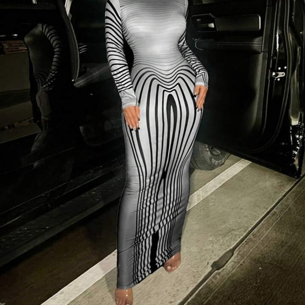 Striped Print Bodycon Dress