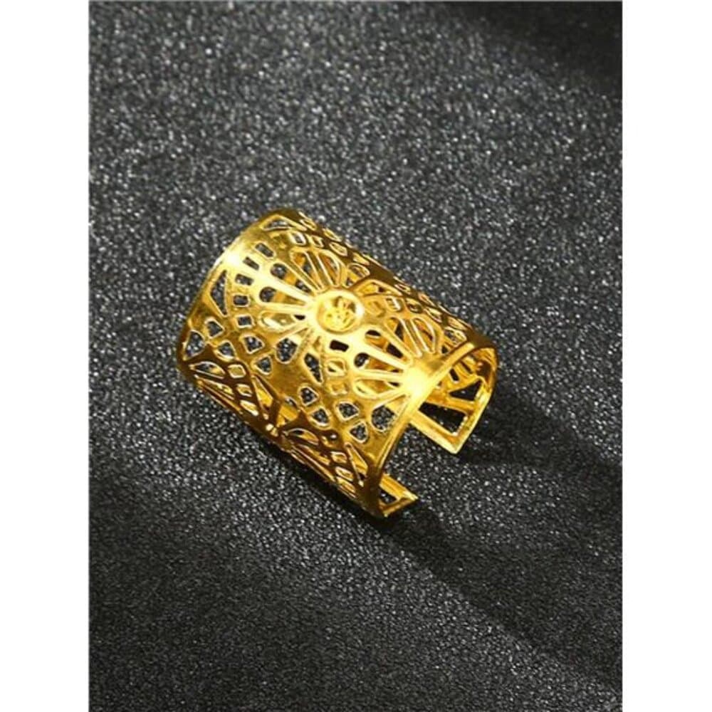 5pcs Large Hollow Gold Hair Rings, Dreadlock Vintage Hair Clips, Fashionable