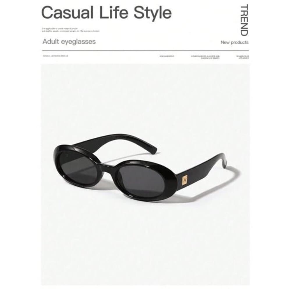1pc New Small Frame Oval Fashion Glasses, Retro Street Style Versatile