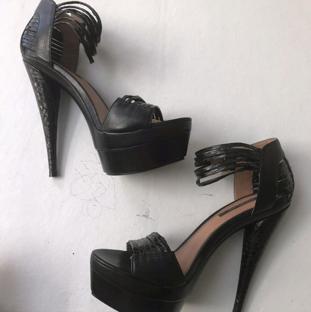 Rachel Zoe Black Strappy Platform Heels