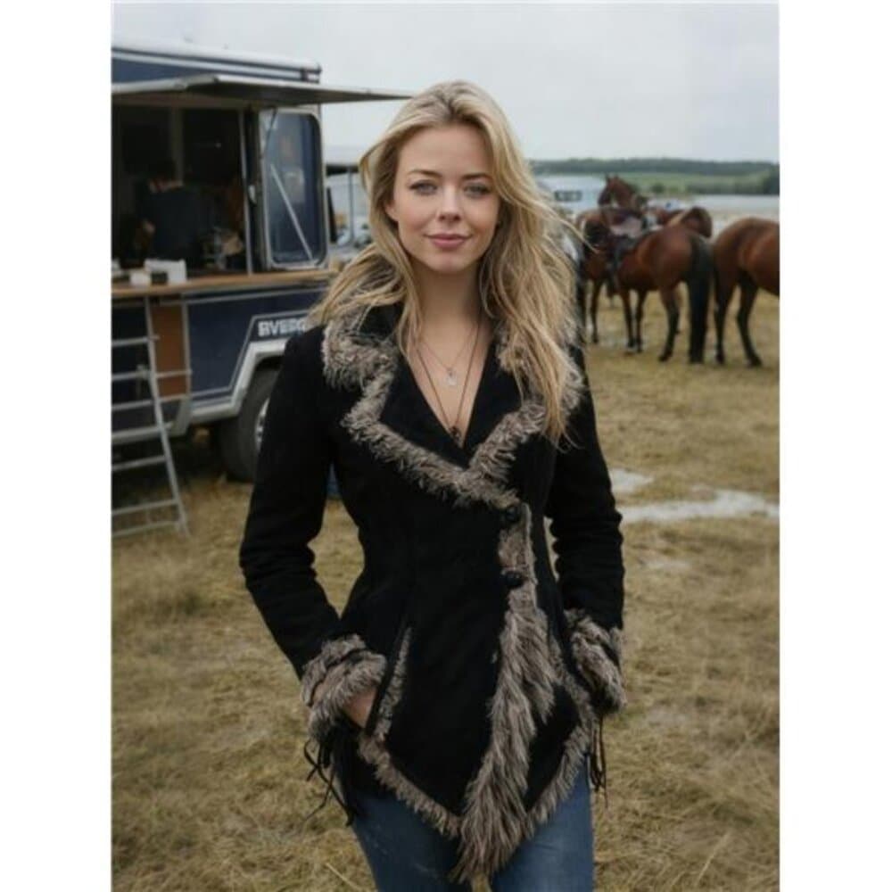 Women'S Retro Suede-Like Velvet Coat with a Fur Collar Lapel Jacket