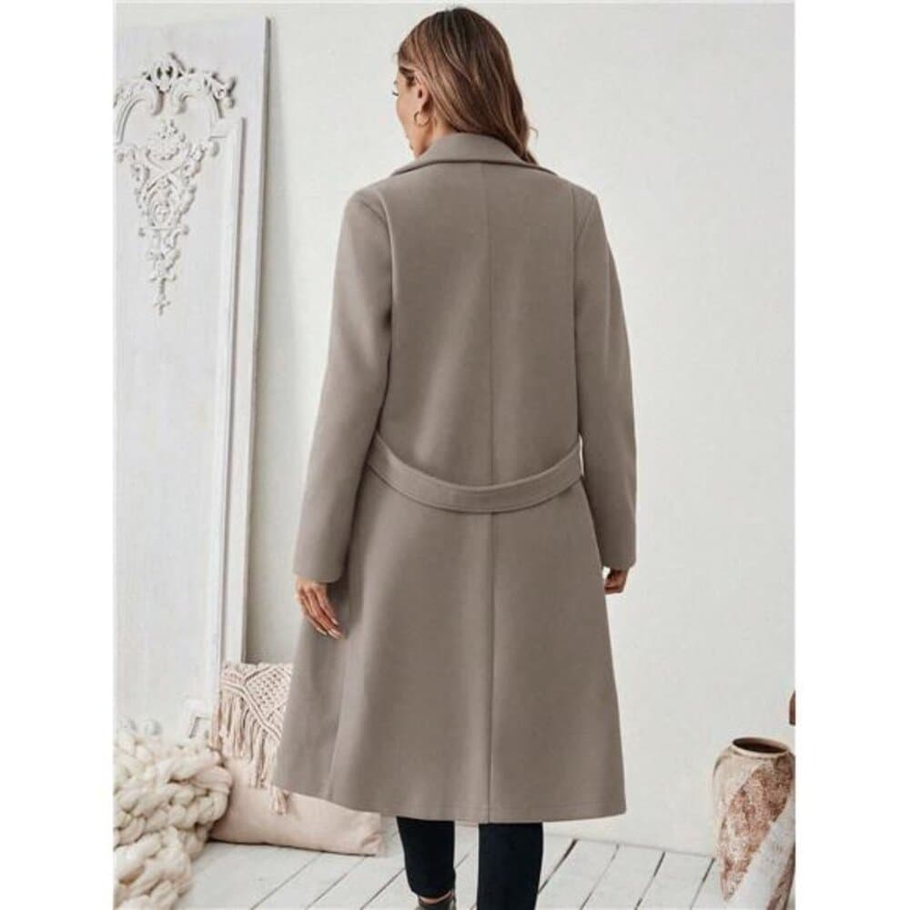 Set Women's Elegant Stand Collar Belted Jacket And Pants,