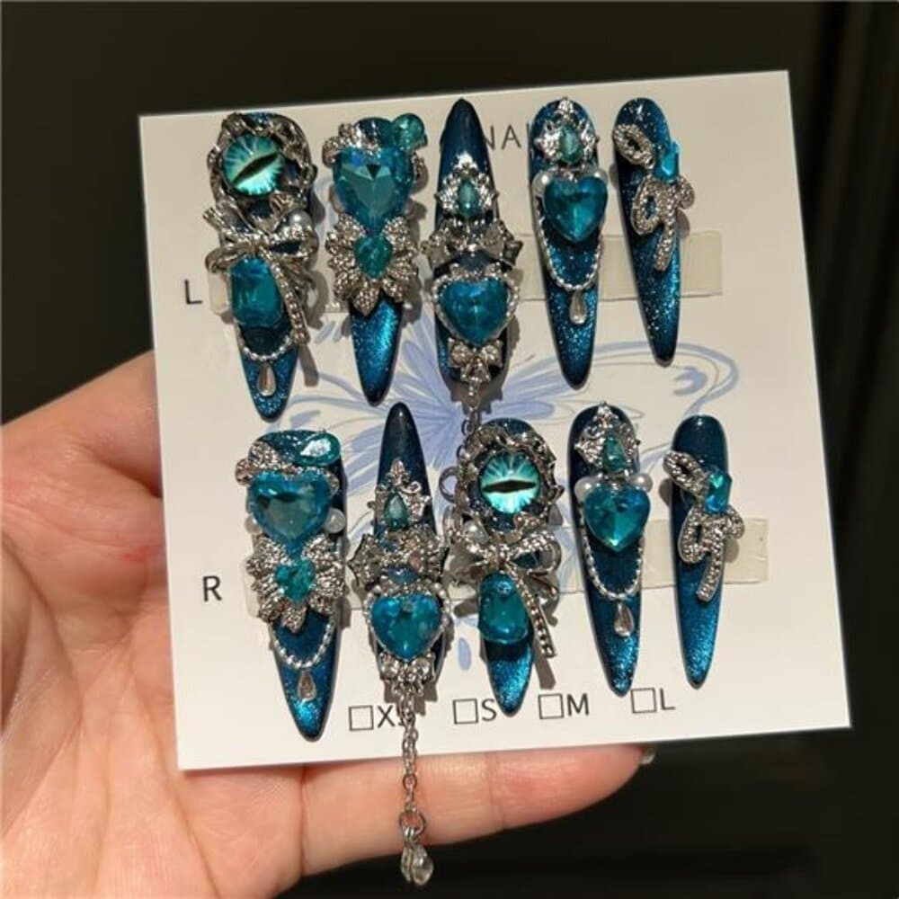 10pcs Handmade Wearing Armor Blue Cat Eye Sparkling Eye Love Sparkling Glitter